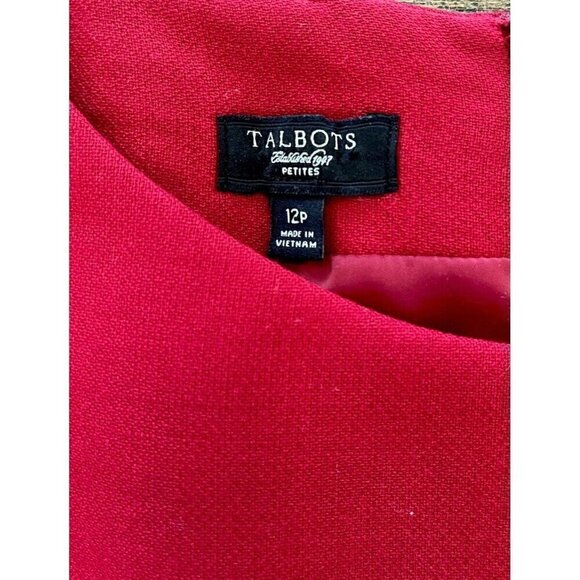 Talbots Red Sheath Dress Size 12P 100% Wool Knee Length Zip Up Back - Picture 5 of 9